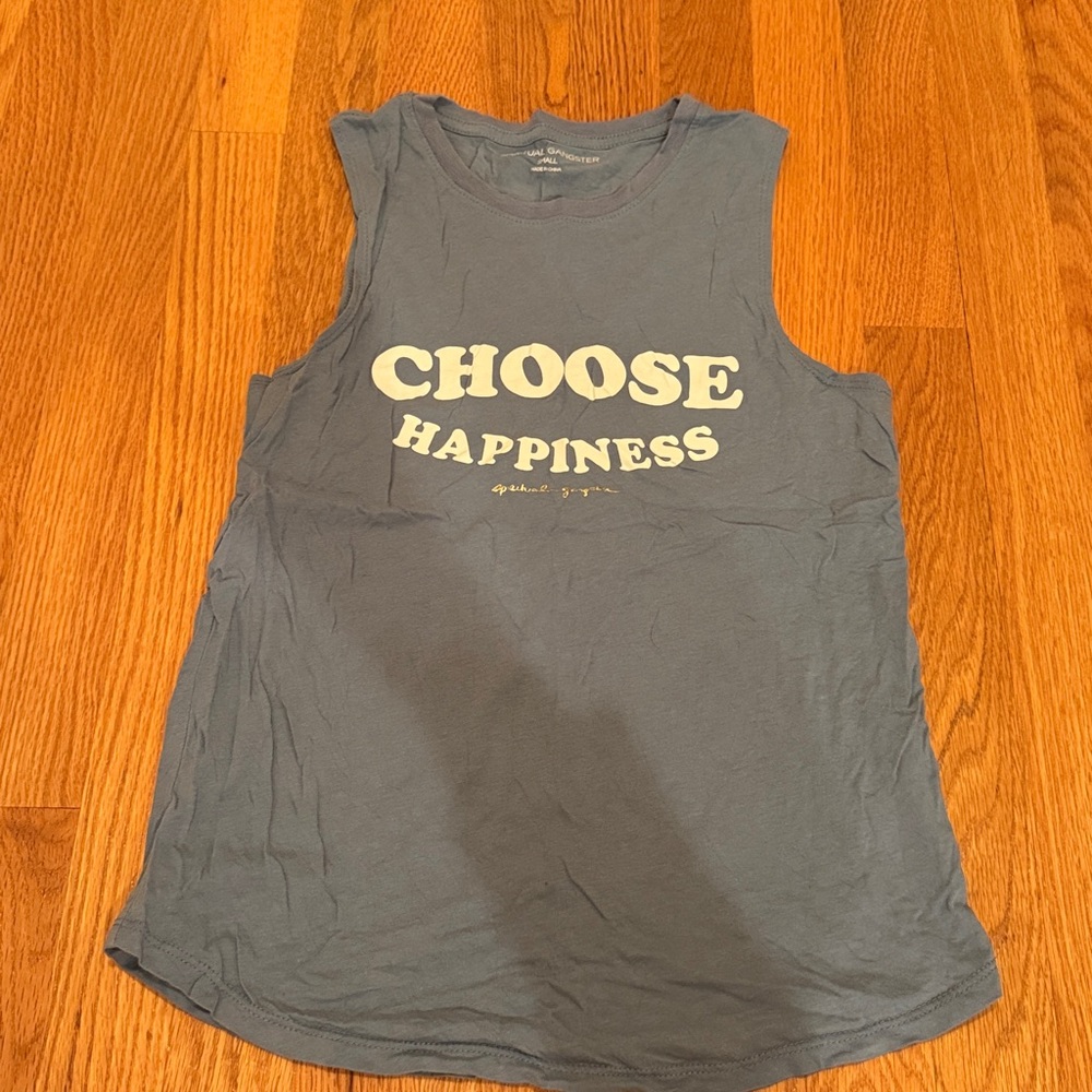 Blue Sleeveless 'Choose Happiness' Top